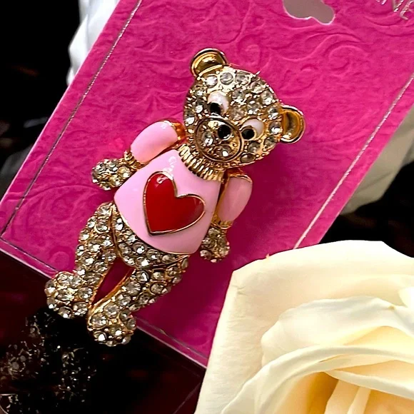 Bear Rhinestone Brooch Pin - Picture 3 of 5